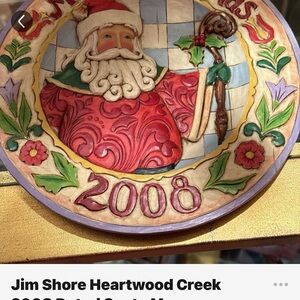 Jim Shore Heartwood Creek Santa Plate with Red and Green